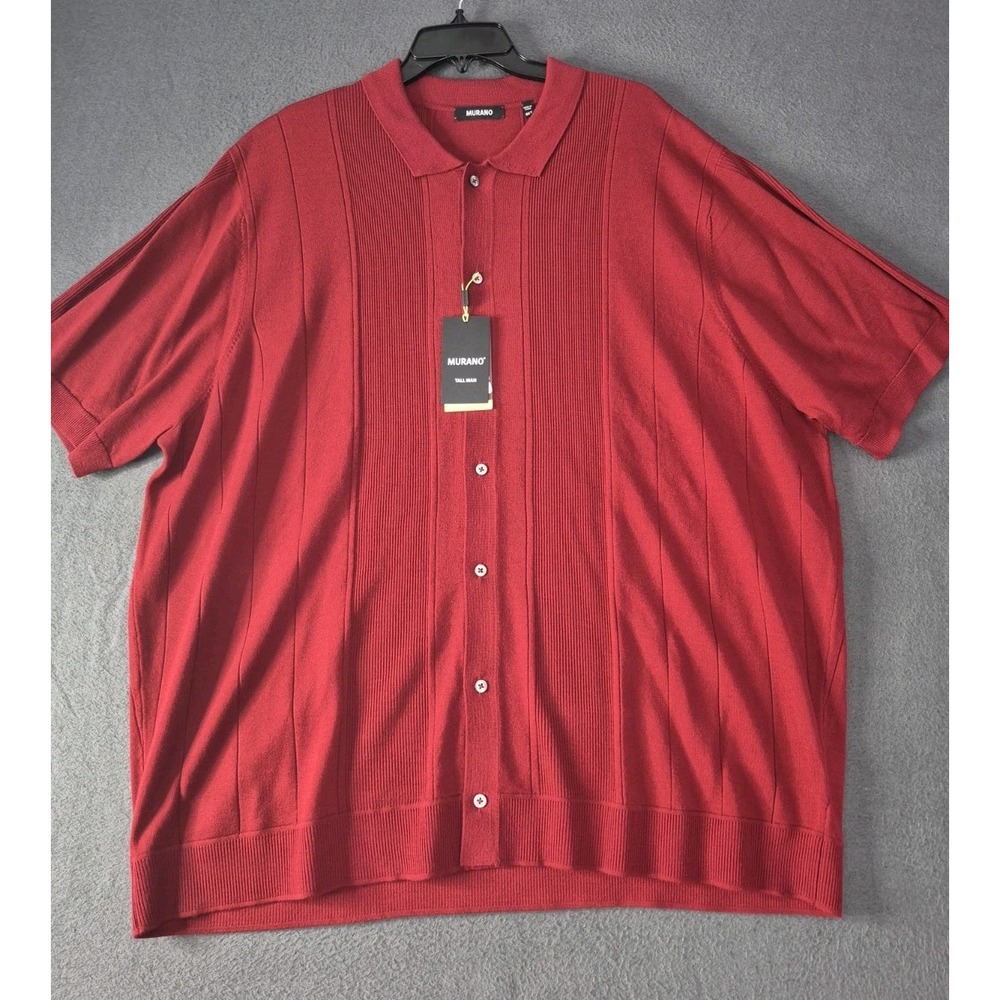 Murano Modern Performance Mens 4XT Knit Maroon Red Polo Shirt Sweater Preppy NWT